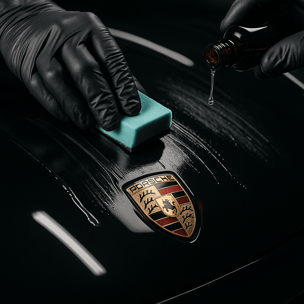 Versiegelung wird gleichmäßig auf die Fahrzeugoberfläche aufgetragen