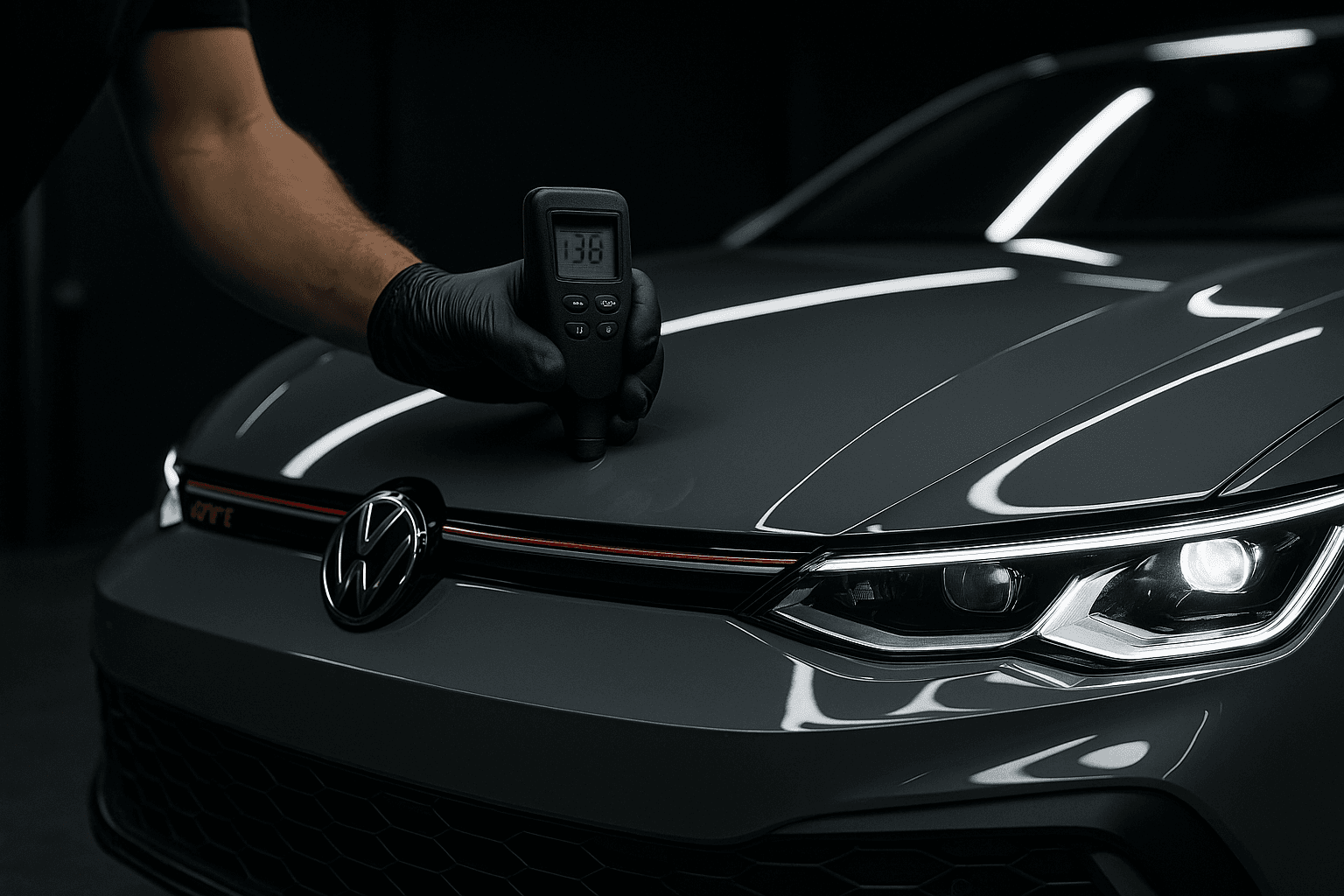 Lackzustand wird unter Licht kontrolliert – Kratzer und Defekte sichtbar