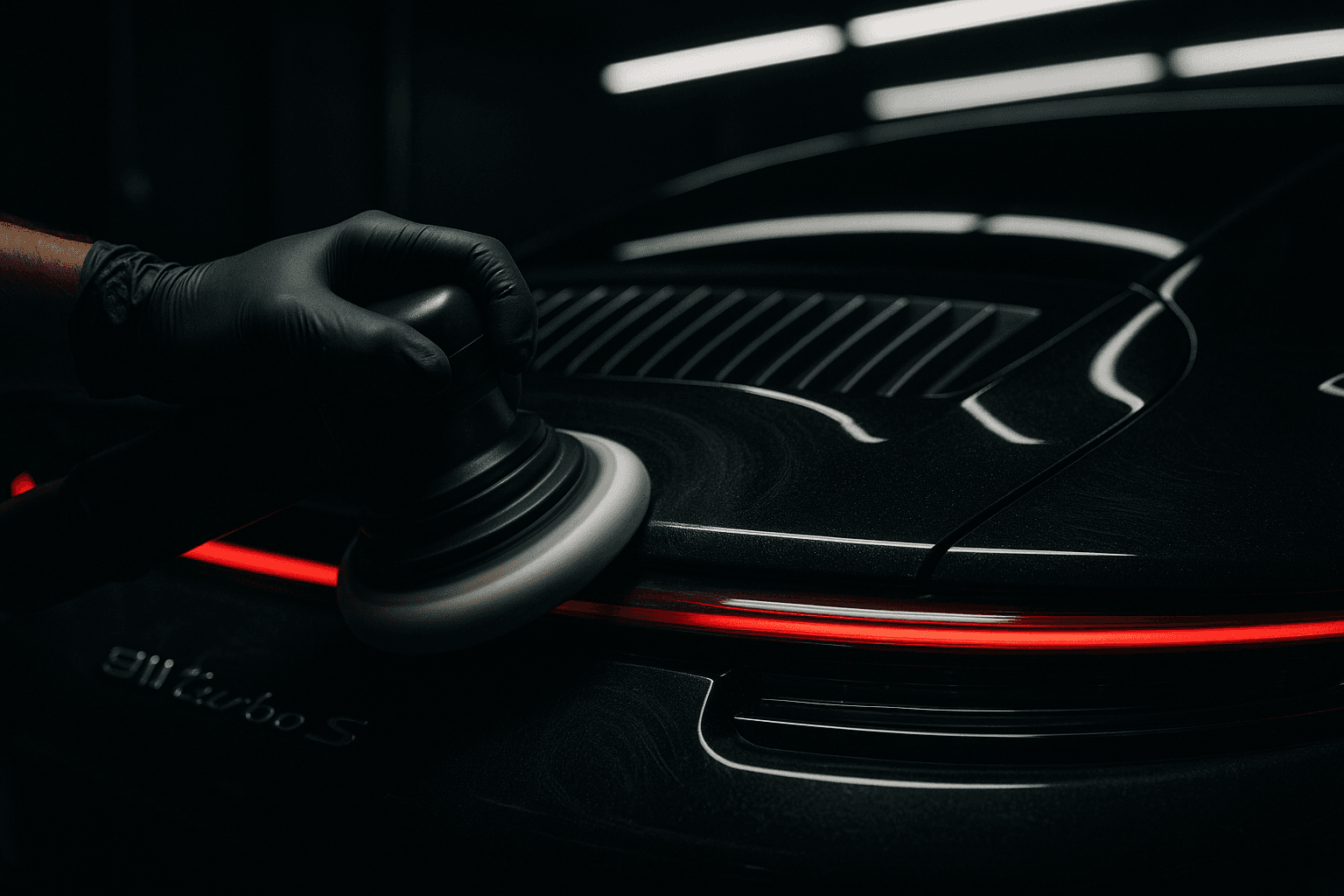 Schleifpolitur mit Maschine entfernt Kratzer und Defekte im Lack