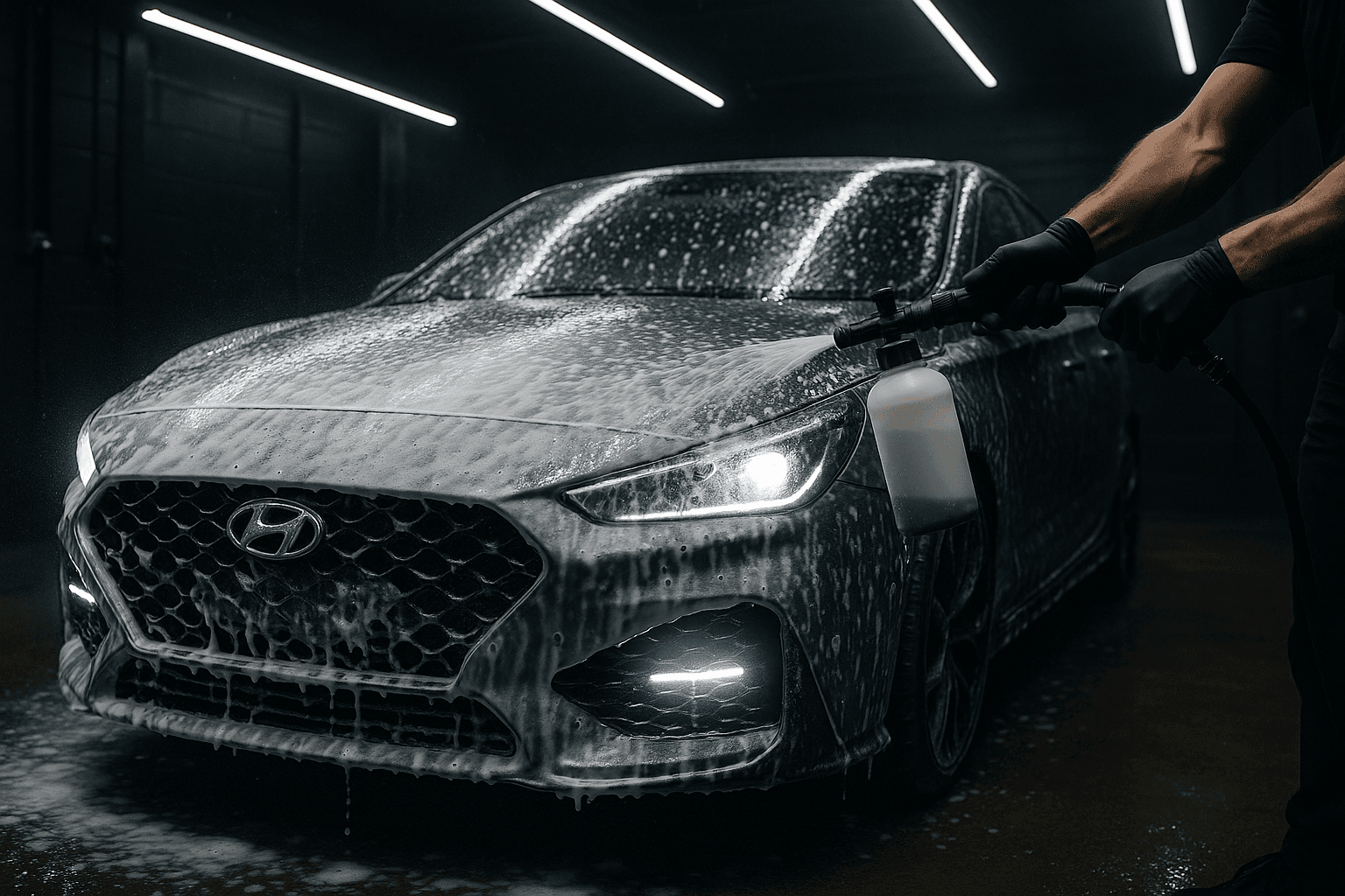 Fahrzeug nach der Wäsche und Dekontamination vor dem Polieren