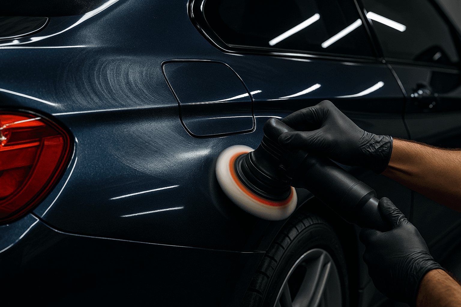 Leichte Lackdefekte werden entfernt, um eine glatte Oberfläche mit glänzendem Finish zu erzielen